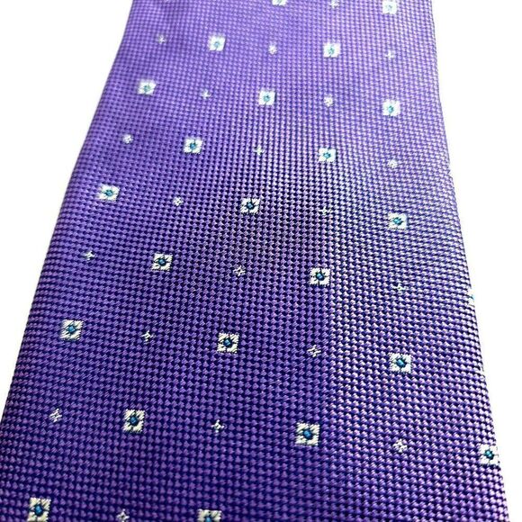 Vince Camuto Purple Woven Geometric Silk Tie - Picture 2 of 6